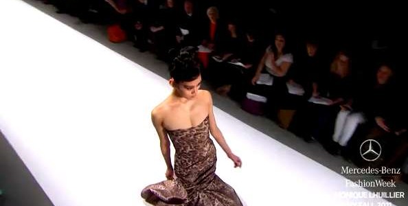 Monique Lhuillier Fall 2011 leopard print, trumpet dress